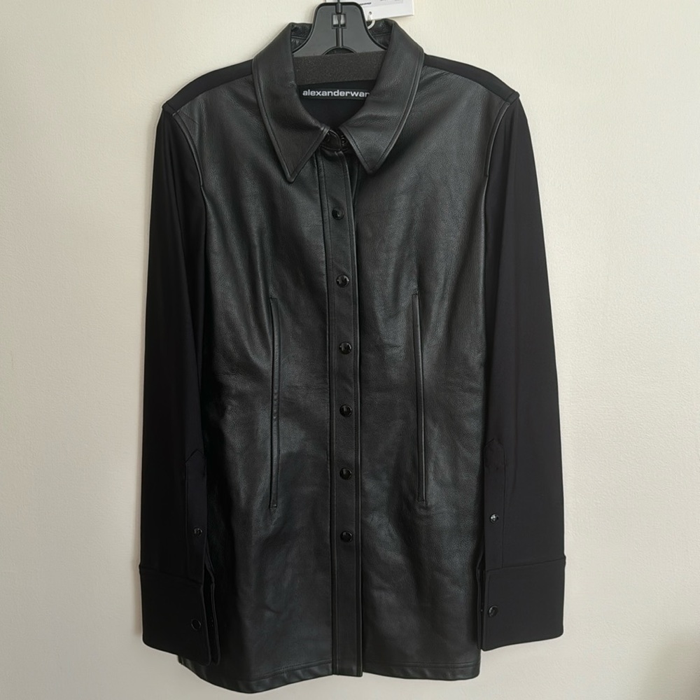 Brand new Alexander Wang Long sleeve shirt with boning and jersey combo